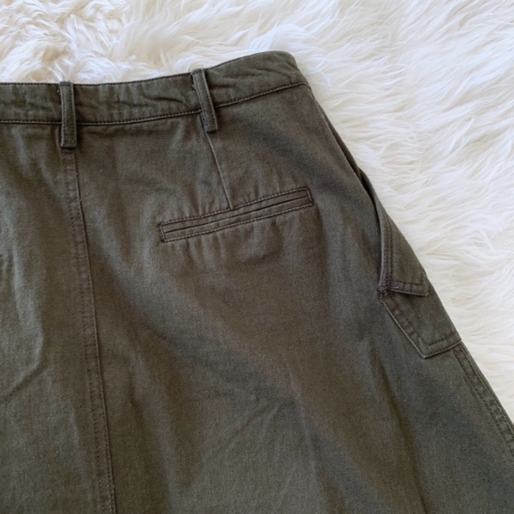 Zara Olive Green Floral Embroidered Fray Skirt - Picture 8 of 8